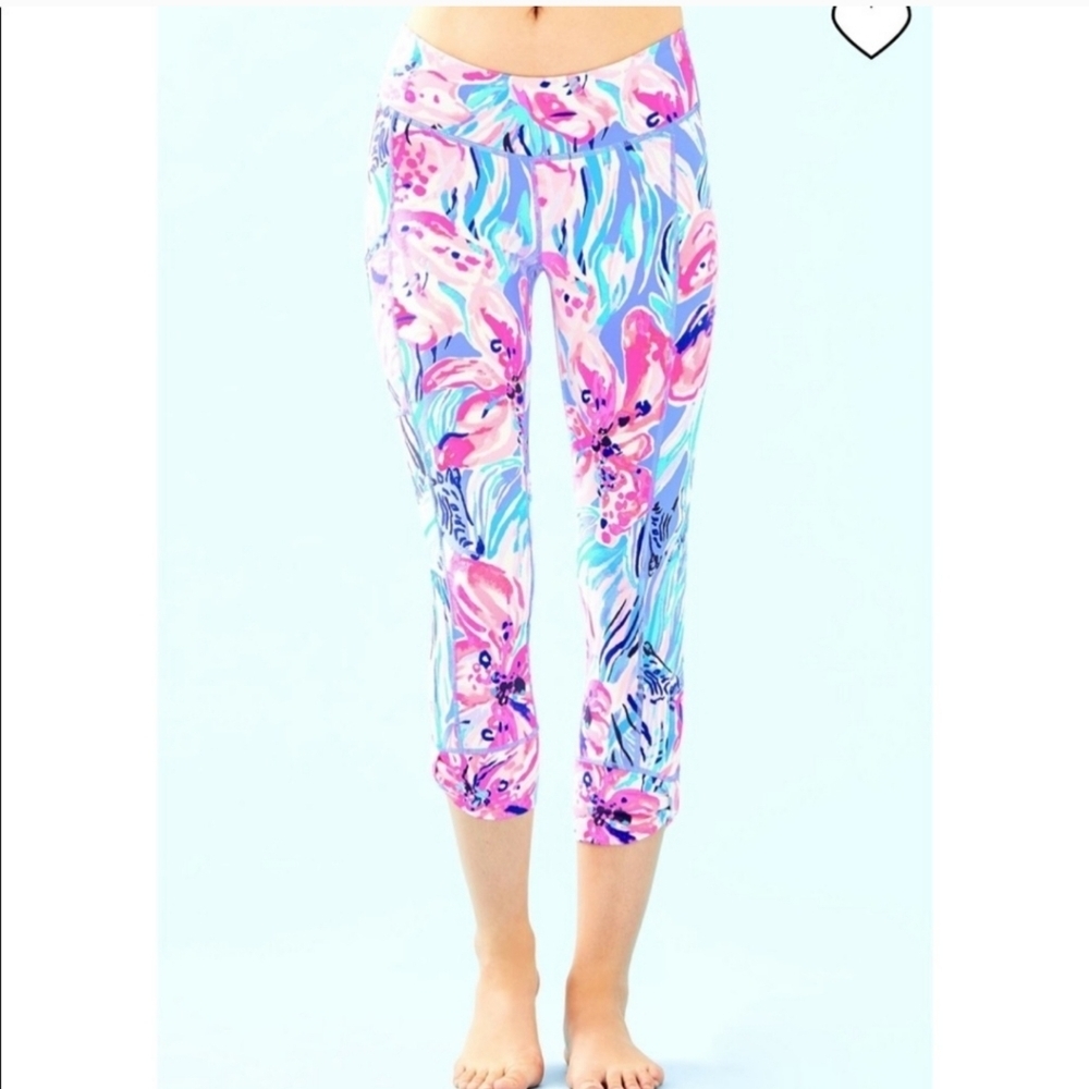 Lilly Pulitzer FARA Weekender Leggings Bennet Blue Hypes and Stripes SIZE XL